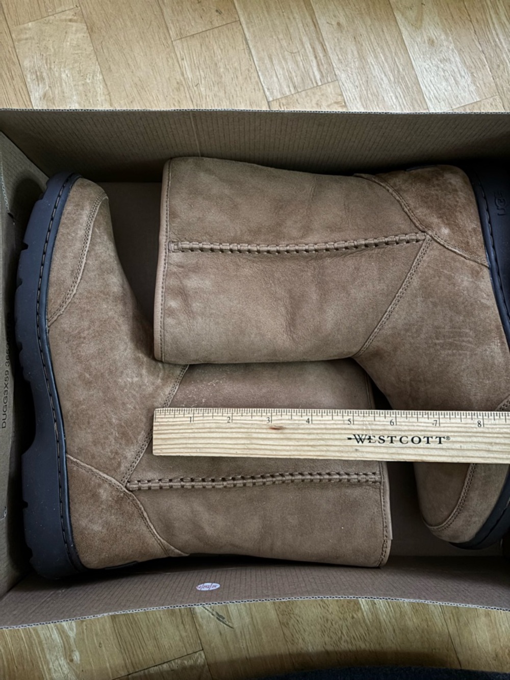 RARE Ugg W Michaela Chestnut Tan Suede Mid-Calf Boots - Picture 3 of 7